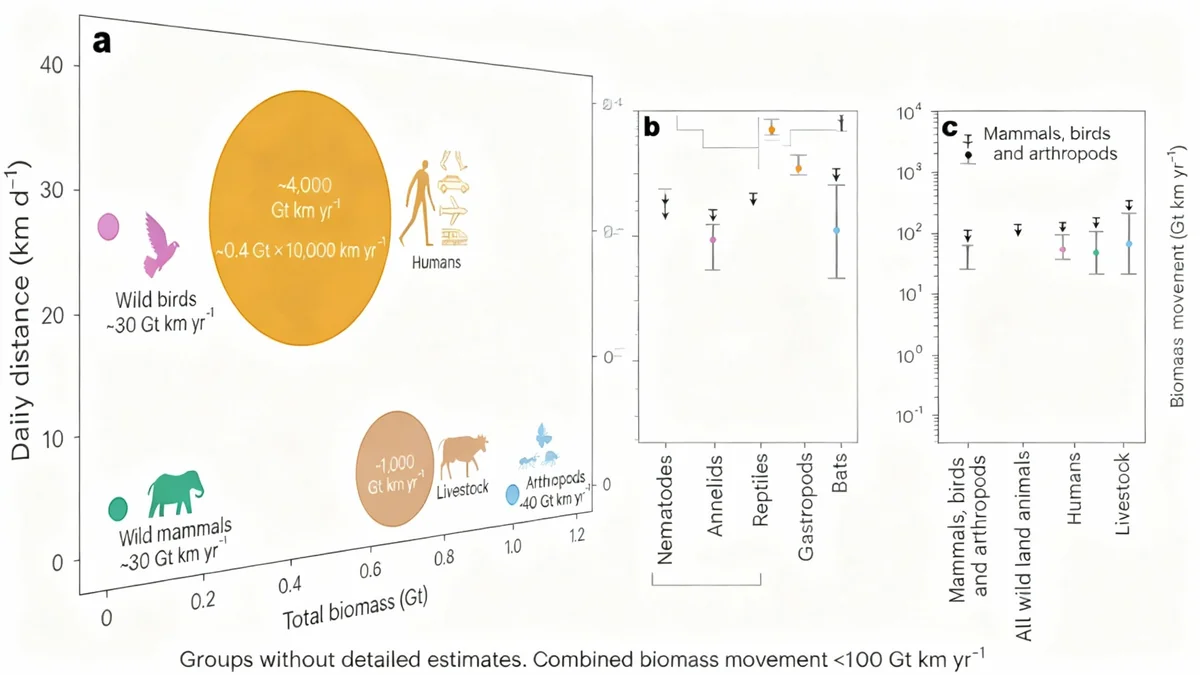 L'humanité bouge 40 fois plus que tous les animaux terrestres
