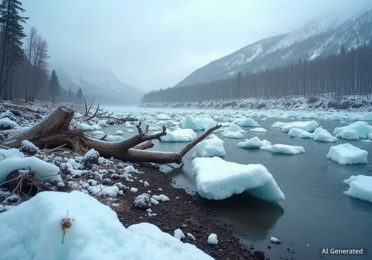 Tsunami de glace au Yukon dévastant la rivière Takhini